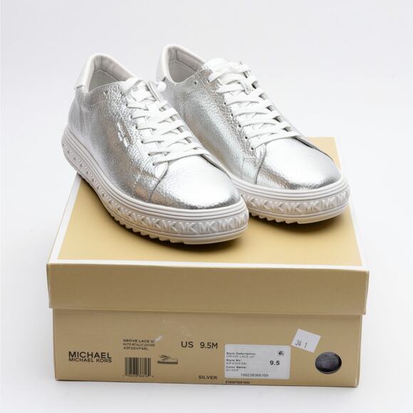 Michael Kors Women Grove Lace-Up Sneakers Silver Size 9.5 - Picture 6 of 6